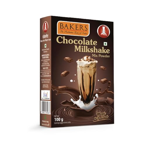 Image of BAKERS Milk Shake Mix Powder - Chocolate Flavor Pack of 4, Each 100g (400 Gram) | Instant Thick & Creamy Shake Mix | Rich & Delicious Dessert Drink | Ready to Mix with Milk | No Preservatives |Ready in 30 Sec