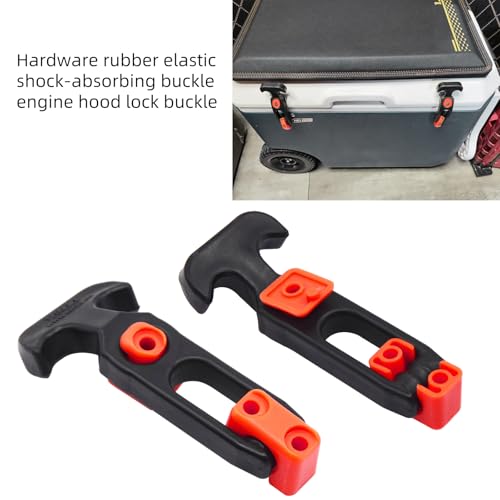 Image of 2PCS Flexible Rubber Hood Latch, T-Handle Hasp Draw Latches, Catch Replacement for Farm Machinery, Golf Cart, Cooler, Engineering Machine Hood and Shock Absorption Buckle(Orange Black)