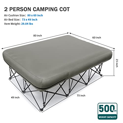 Image of KAMPKEEPER Camping Cot,Camping Cots for Adults,Folding Camping Cot with Inflatable Air Mattress and Carry Bag,for Outdoor Travel Camp Beach Vacation (not Included The Airpump)