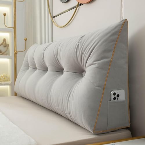 Almohada de lectura de espuma viscoelástica, cojín de cuña con cabecero, respaldo y soporte lumbar, almohada de libro para leer altura cojín de espuma para cama y sofá, 80 x 50 x 20 cm