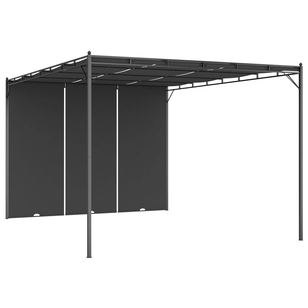 vidaXL Cenador de Jardín con Cortina Lateral Exterior Gazebo Patio Cubre Impermeable Tienda Aire Libre Camping Pabellón Quiosco Gris Antracita