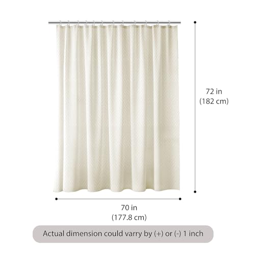 Image of Wakefit Shower Curtain 6 Feet | Waterproof Bathroom Curtain | PVC-Free, No Plastic Smell | Curtain for Balcony | Machine Washable Fabric | Off-White | Height 6ft & Width 6ft | 14 Free Hooks