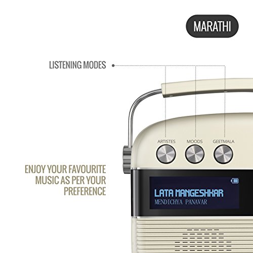 Image of Saregama Carvaan Marathi - Portable Music Player with 5000 Preloaded Songs, FM /BT /AUX (Porcelain White)