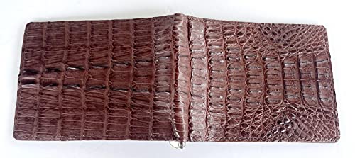 Julie Genuine Real Tail Crocodile Alligator Skin Leather Banknote Clip Dark Brown Wallet, Width : 11.5 cm. Height : 9.5 cm. Depth : 1.5 cm.4