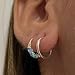 Miya Jewelry Handmade Silver Single 10MM Cartilgae Helix Piercing Hoop Earring with Trio Blue- Pink-White Opal, 925 Sterling Silver Very Small Thin 22 Gauge Hoop for women (Silver-Blue-Pink-White)