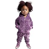 NOONOOJOOJOO Kids Baby Girls Tracksuit Velour Hooded Jogger Pants Set Sweatsuit 2-10Years gift
