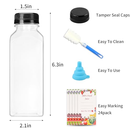 SUPERLELE 20pcs 12oz Plastic Juice Bottles with Caps, Reusable Juicing Bottles, Clear Drink Containers with Lids for Juicing, Smoothie and Other Beverages by SUPERLELE - Image 3