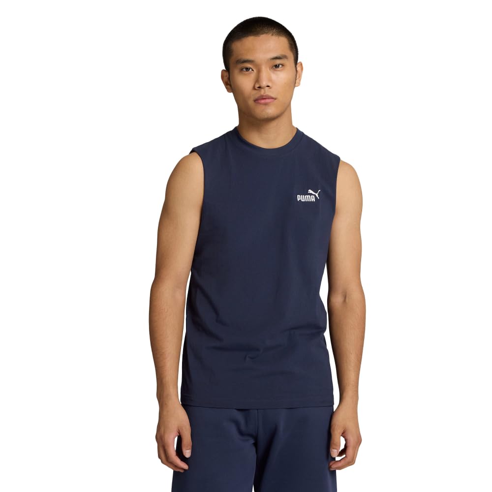PUMA Men's Essentials Sleeveless T-Shirt (Available in Big & Tall), Puma Navy Ss25, Large