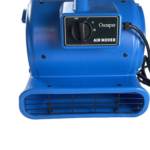 Outapat 3-Speed Air Mover 1/3 HP Carpet Dryers and Floor Drying Blower Fan for Professional Carpet Cleaner with 13Ft Power Cord - Thumbnail 6