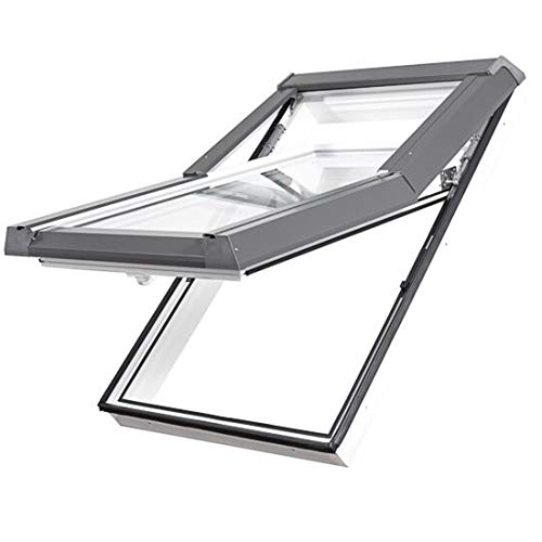 Kunststoff Dachfenster 55x78 cm - Günstig! Blitzversand! - Hoch-Schwingfenster SKYLIGHT PVC mit 2-fach Verglasung und Eindeckrahmen für Ziegel !!