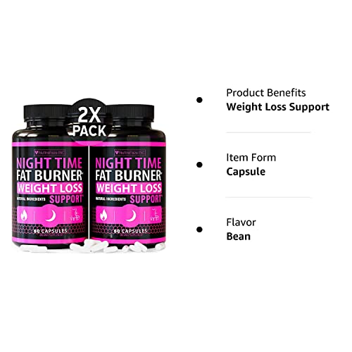 (2 Pack) Night Time Weight Loss Pills for Women - Advanced Weight Loss Supplement - Fat Burners for Women - Diet Pills That Work Fast - Belly Fat Burner - Appetite Suppressant - Made in USA - Thumbnail 7