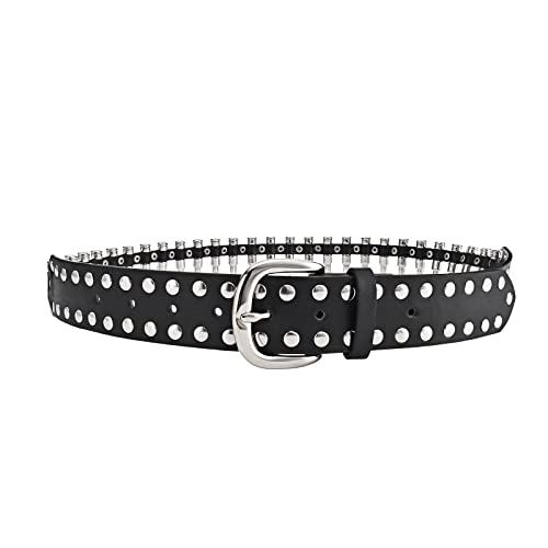 Studded Belts Y2K Punk Hip Hop Faux Leather Grommet for Halloween Cosplay