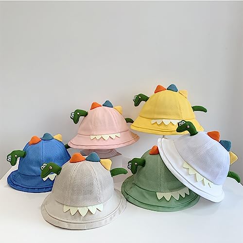 Baby Dinosaur Cap Infant Kids Sun Hat Cute Cartoon Cap Spring Summer Wide Brim Bucket Hat Toddler Mesh Fishermant Cap (Green)2
