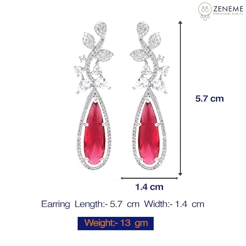 Rhodium-Plated Teardrop & Leaf Drop Earrings