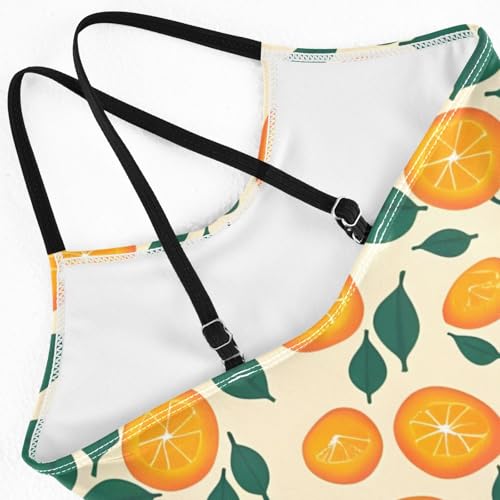 Girls Swimsuit Pattern of Orange and Leaves One Piece Swimwear4