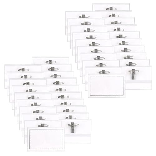 Namensschilder für Kleidung mit Clip und Anstecknadel (100 Stück)