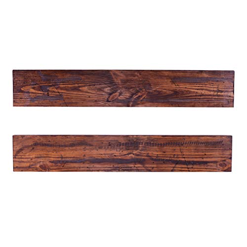 Dakoda Love Floating Shelves | Rugged Distressed | Southern Yellow Pine | Premium Craftsman Quality | Easy Hidden Bracket Wall Mount | Set Of 2 (Bourbon, 48" L X 8" D) #TOP3