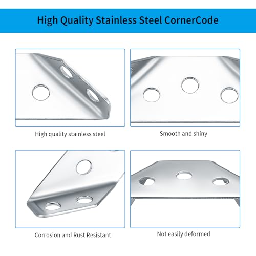 Universal Stainless Steel Furniture Corner Connectors - 30 Pcs Triangle Angle Brackets for Cabinet Table, Desk - Image 3