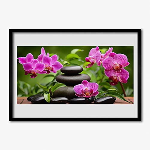 Cadre en MDF avec image photo Pierres de fleurs art 70x50 cm pour mur élégant