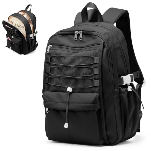 suwasp Mochila estudantil para laptop de 15,6 polegadas, impermeável, com vários bolsos, mochila escolar para faculdade e ensino médio, viagens, Preto, Large, uso diário