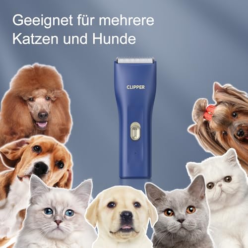 ENSSU Professionelle Hundeschermaschine für dickes Fell, Schnurlos Katzen-Hund-Pflegeset, Wiederaufladbare Tierschermaschine Hund Rasierer Katze Trimmer für Hunde, Welpen, Katzen, Kaninchen,Blau - Detailansicht 2 | Tages Deals