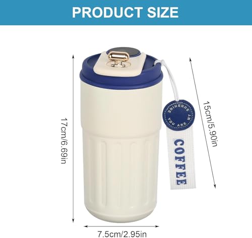 Image of 460 ml Stainless Steel Coffee Mug with Digital Temperature Display Travel Tumbler Vacuum Insulated Thermos Cup Leak Proof Lid Double Wall Mug for Hot Cold Drinks Office Home Car Travel
