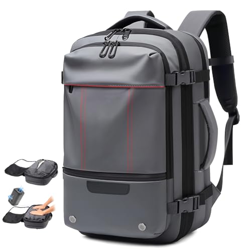 Mochila Vacuo, Mochila Vacuo com Bomba, Mochila de Viagem a Vacuo de 60 L, Preto, Tecido Resistente a Salpicos, com Compartimento Dedicado para Portátil de 15,6'' e Bolsa de Separação Seca/Molhada