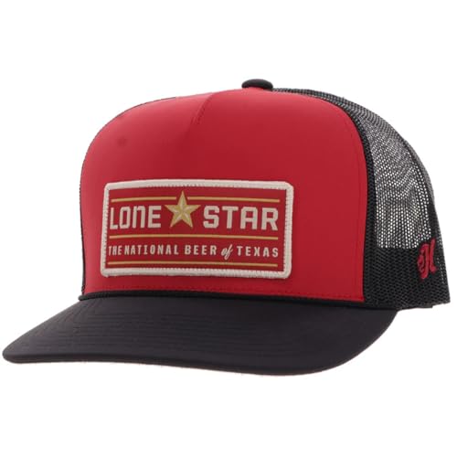 Image of HOOEY Lone Star Beer Patch Trucker Hat for Men, Adjustable Snapback Mesh Baseball Cap, 5-Panel Western Work Hat