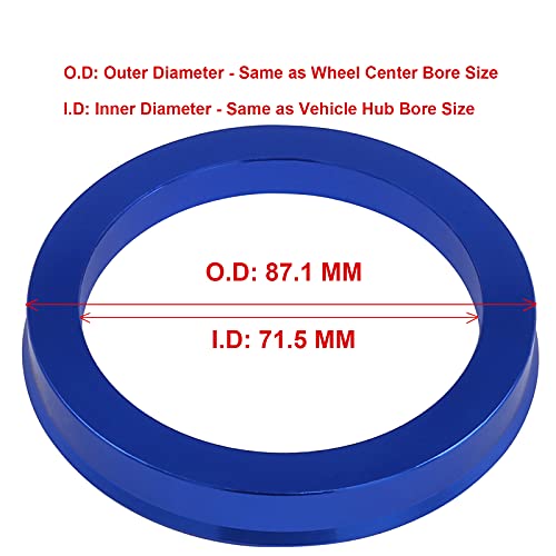 Image of 71.5 to 87.1 Hub Centric Rings (Pack of 4) Aluminium Alloy Wheel Center Rings Hubrings 87.1 to 71.5 ID=71.5mm OD=87.1mm