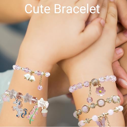 Image of 5PCS Beaded Charm Bracelets for Girls Unicorn Dainty Kawaii Crystal Beads Bracelets Set for Teens Girls Adjustable Stretch Bracelet Birthday Graduation Gift For Daughter Niece Granddaughter
