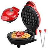 ❤️【Einfach zu reinigen】Das mini waffeleisen rund besteht aus lebensmittelechtem, antihaftbeschichtetem Teflon-Backgeschirr. Dank der Antihaftbeschichtung brauchen Sie nur wenig Öl zum Backen und vermeiden so das Anbrennen und Ankleben von Teigwaren. Außerdem lässt sich die Beschichtung leicht reinigen.
