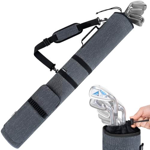 AKOZLIN Lightweight Golf Sunday Bag, Foldable Golf Travel Carry Bag Dark