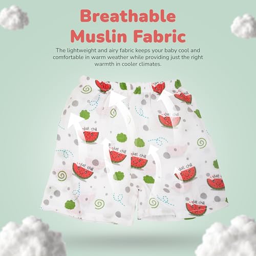 Image of BAYBEE 100% Organic Muslin Baby Cotton Shorts - Summer Wear Half Pant Boxers for Infant, Toddler & Newborn (Assorted, Pack of 5)