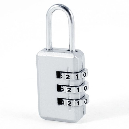 Image of Aexit Silver Tone Padlocks & Hasps 3 Digits Resettable Combination Luggage Combination Padlocks Box Padlock