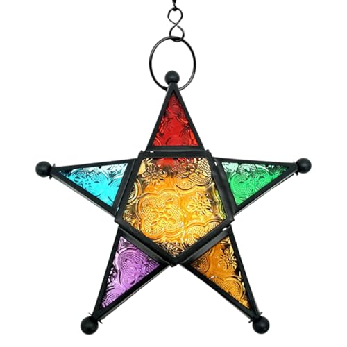 Farol Colgante marroquí – Lámpara de té de teñido, candelabro marroquí Suhang, Pentagrama, Estrella de para decoración del hogar |