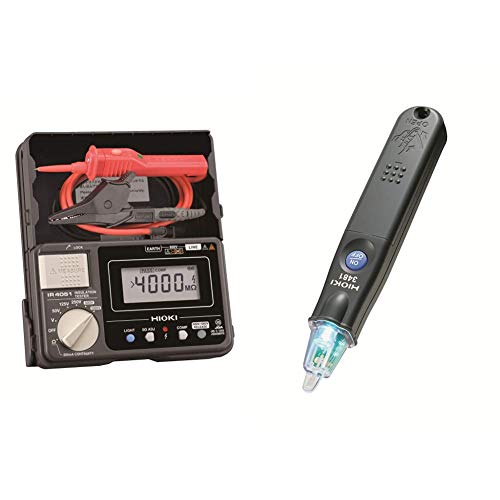 HIOKI 5レンジ絶縁抵抗計 スイッチ付きリード IR405111 & 3481 検電器【セット買い】