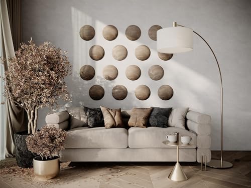 4-Pack Soft Velvet Acoustic Wall Panels for Bedroom (ROUND, 25x25cm, Beige) miniatura 2
