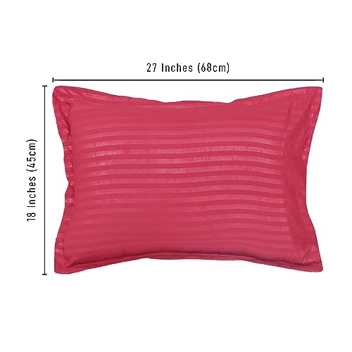 Image of HOUSE FOX Handloom Zipper Cotton Striped Pillow Covers with Zip Closure /Cases /Protectors (NOT Pillow) Set of 2 Pair Or 4 Pcs,Size -18x28inch with Zip /Chain (Standard, Dark Pink), 300 TC