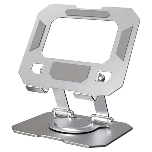 Suporte para Tablet em Aço Carbono Com Metal Resistente Apoio para Mesa Pedestal Portátil Dobrável Articulado Base Rotativa 360º Design Moderno Ajustável Antiderrapante Ampla Compatibilidade