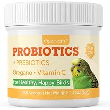 Bird Probiotic Powder for Gut Balance, Digestive & Immune Support 10 Billion CFU Probiotic + Prebiotic with Vitamin C & Oregano Molting & Stress Support for All Birds - Parakeet Parrot Cockatiel