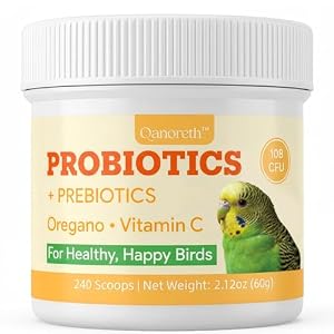 Bird Probiotic Powder for Gut Balance, Digestive & Immune Support – 10 Billion CFU Probiotic + Prebiotic with Vitamin C & Oregano – Molting & Stress Support for All Birds – Parakeet Parrot Cockatiel