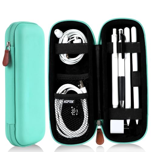 Image of AGPTEK Case Holder for Apple Pencil, Slim PU Hard Leather Carrying Pouch | for Apple Pen Accessories, MP3 Players, USB Cable, Earphone, Samsung Stylus iPad Pro Pen /Pencil, Recording Pen (Green)