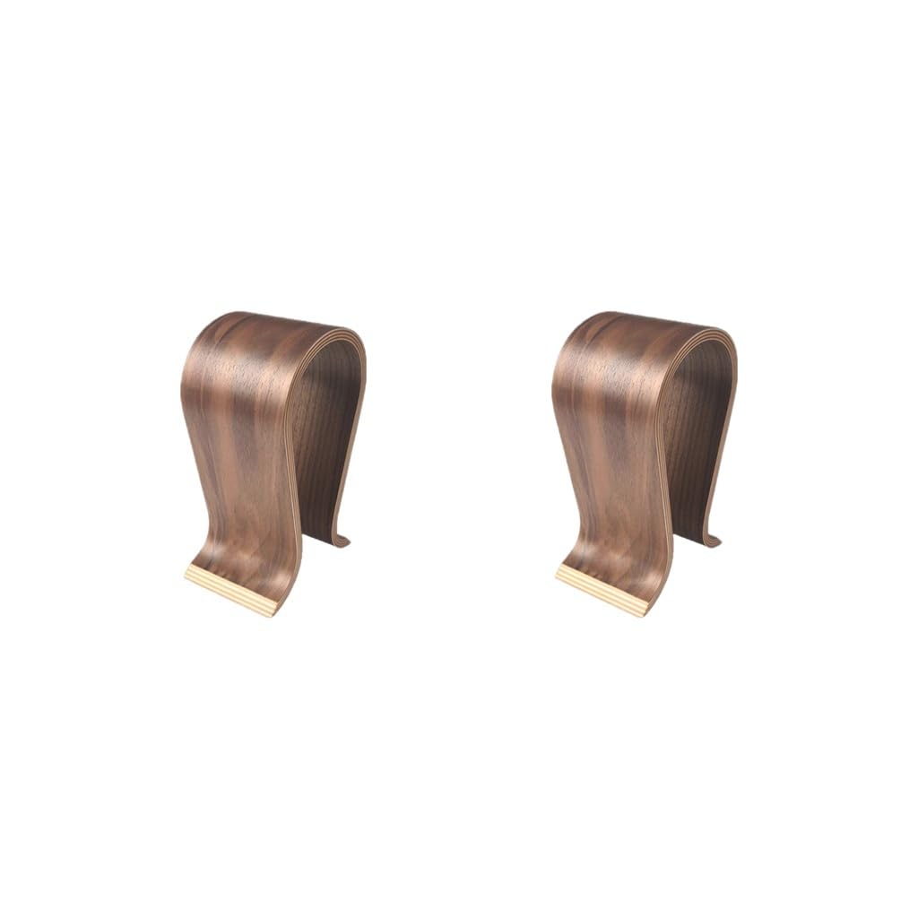 Set di 2 supporti universali per cuffie da tavolo, in legno, per marito, colore noce, 25 x 16 x 10 cm