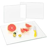 ODDMUCK 3 Pack Tempered Glass Cutting Board for Kitchen, Dishwasher Safe, Counter,Clear Glass,Scratch Resistant,Heat Resistant, Glass Palette for Oil Painting, Shatter Resistant