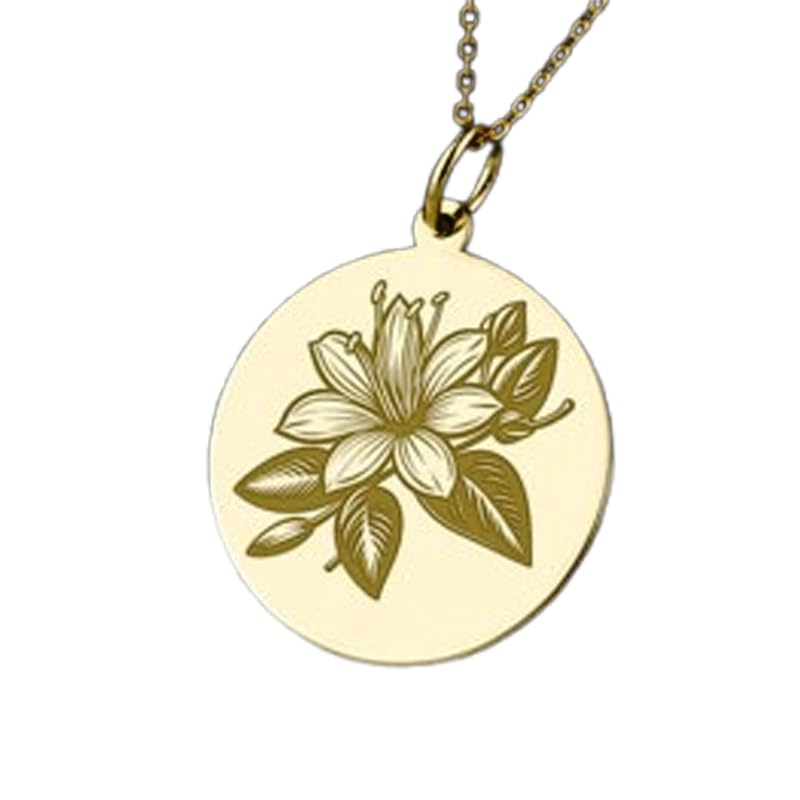 Collier gravé chèvrefeuille en argent 925 plaqué or d'exception