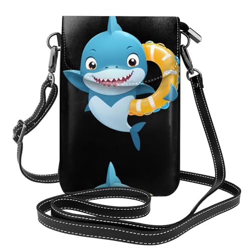 Sac pour téléphone portable en cuir motif requin 19x12 cm
