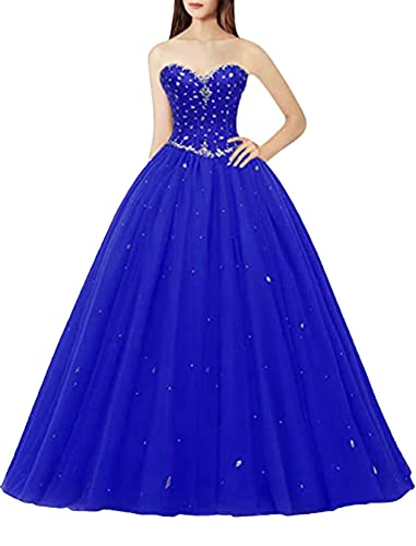 Likedpage Women's Sweetheart Ball Gown Tulle Quinceanera Dresses Prom Dress (US4, Royal Blue) … …