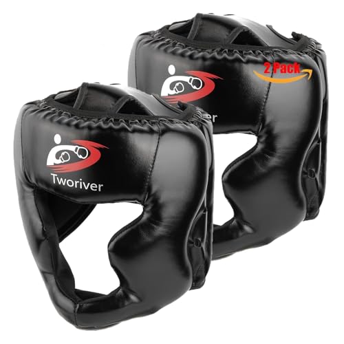 Boxing Headgear 2 Pack, Adjustable MMA Headgear for Adult Men & Kids, Closed-Type Boxing Helmet for Sparring, Muay Thai, Kickboxing Training Gear with Strong Grip