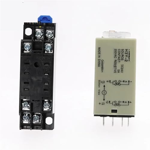 Temporizador relé H3Y-2 DPDT con retardo de encendido analógico y base de conexión de 8 pines 6