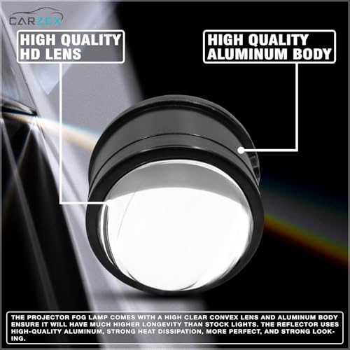 Image of Carzex 12V 3.0 inch Projector Lens Fog Light Hi-Lo Beam BI-Xenon Projector Housing with 300W H8 /H11 Automotive LED Bulbs and Relay Wiring Kit Combo (SILVER /A180 Series)